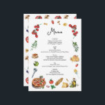 C'est Amore carte de menu Pâtes Pizza<br><div class="desc">Menu avec pizzas aux pâtes et illustrations culinaires italiennes.</div>