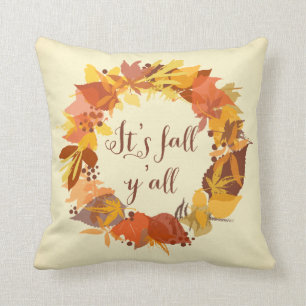 C'est Automne Y'all Feuilles d'Automne Coussin Wre