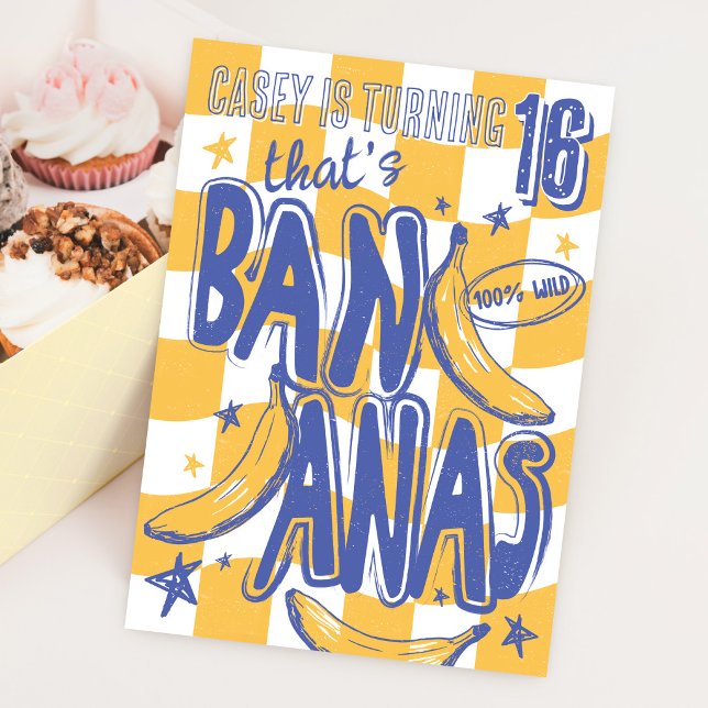 C'EST BANANES Invitation Anniversaire Moderne Jaun (Créateur téléchargé)