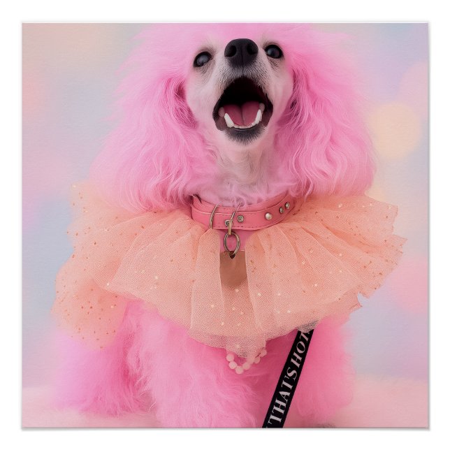 C'est chaud, c'est rose, affiche rétro kawaii cani (Devant)