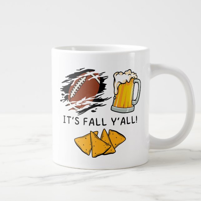 C'est Fall Y'all Football, Bière, Chips Mug (Droite)