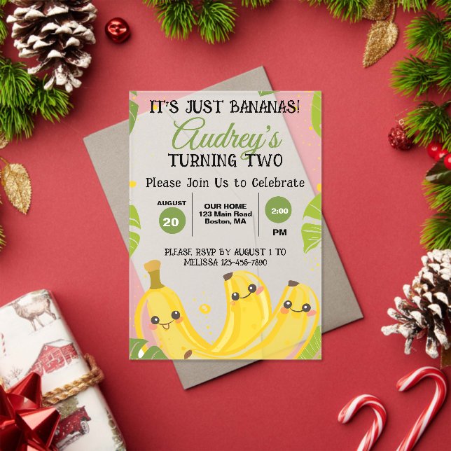 C'est juste des bananes Jaune Invitation d'anniver (Insitu (vacances))