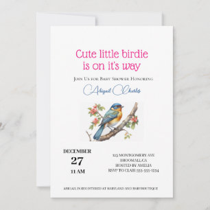 C'est la carte de baby shower d'un oiseau floral f