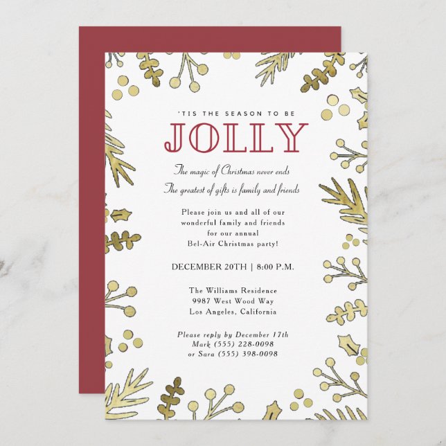 C'est la saison de Jolly Noël Invitation (Devant / Derrière)