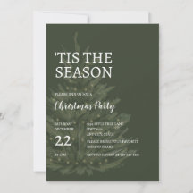 'C'Est La Saison Minimaliste Vert Noël Invitation