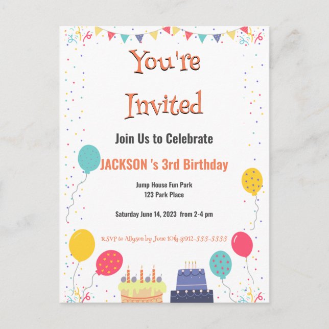 C'est le moment de la fête Invitation d'anniversai (Devant)