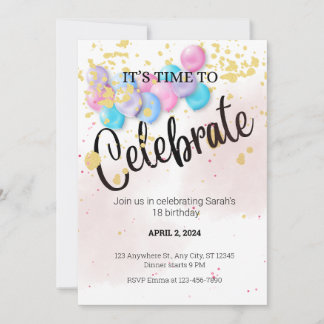 C'EST LE MOMENT INVITATION DE CÉLÉBRATION  MODÈLE