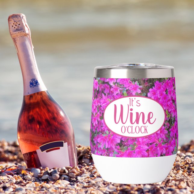 C'est le vin O'Clock rose Azaleas Floral (In Situ Wine Bottle on Beach)