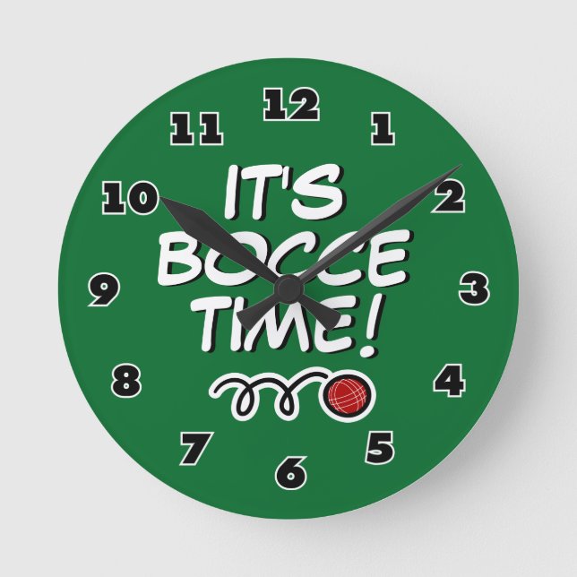 C'est l'heure de bocce ! Horloge murale drôle avec (Recto)