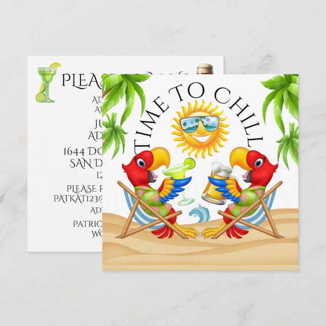 C'EST L'HEURE DE FAIRE LA FÊTE Invitation (Devant / Derrière)