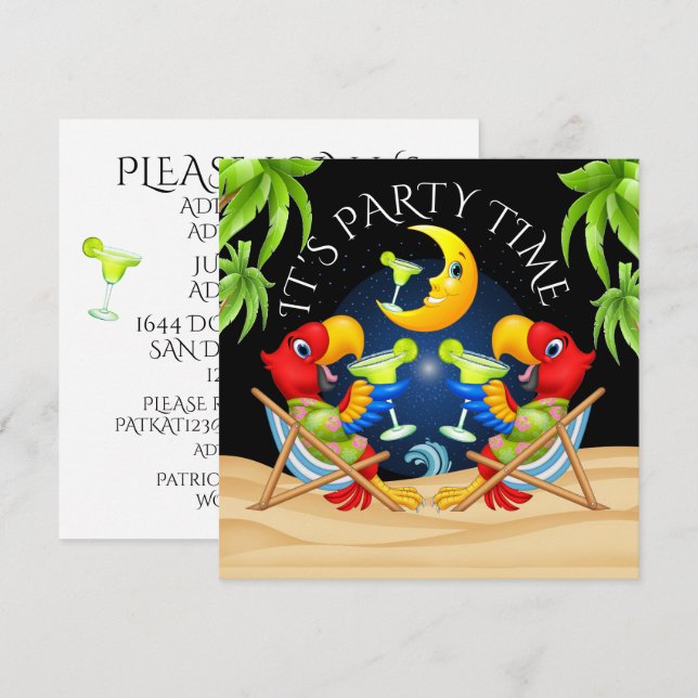 C'EST L'HEURE DE FAIRE LA FÊTE Invitation (Devant / Derrière)