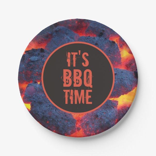 C'est l'heure du BBQ assiette en papier (Devant)