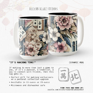 "C'est l'heure du Mahjong !" Mug en céramique flor