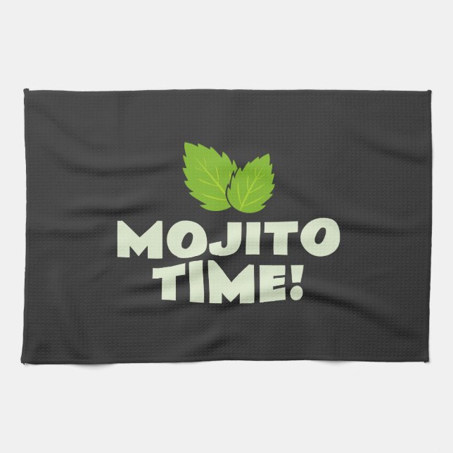 C'est l'heure du Mojito ! serviette de cuisine amu (Horizontal)