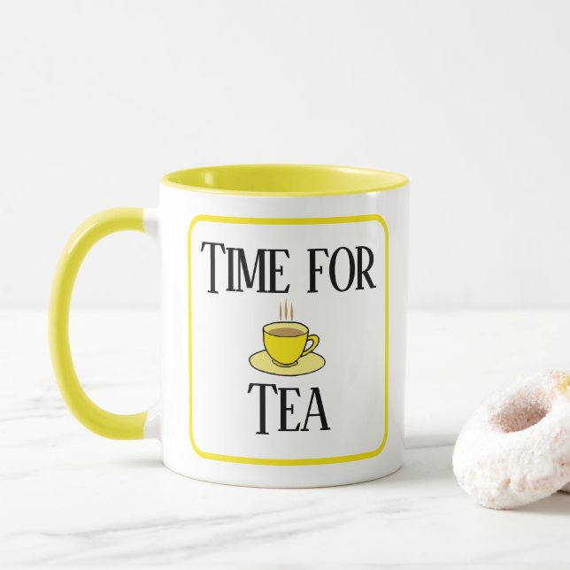 C'est l'heure du thé, tasse de thé jaune. Avec ton (Avec donut)