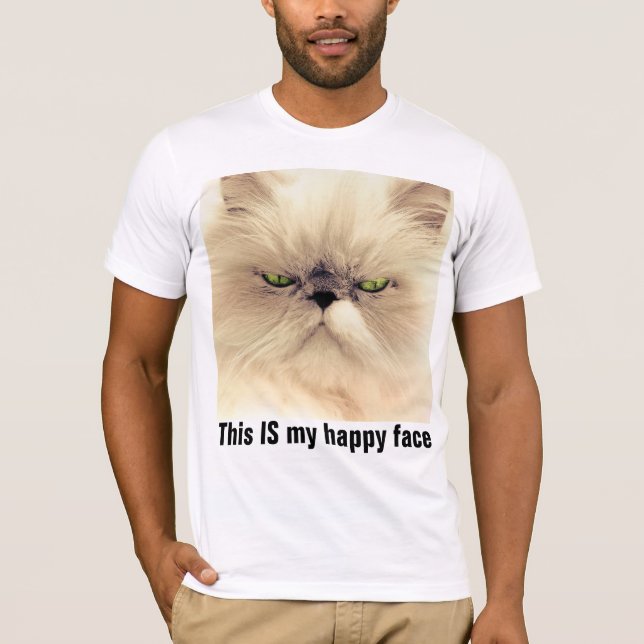 C'EST mon visage heureux, T-shirts Cat grincheux (Devant)