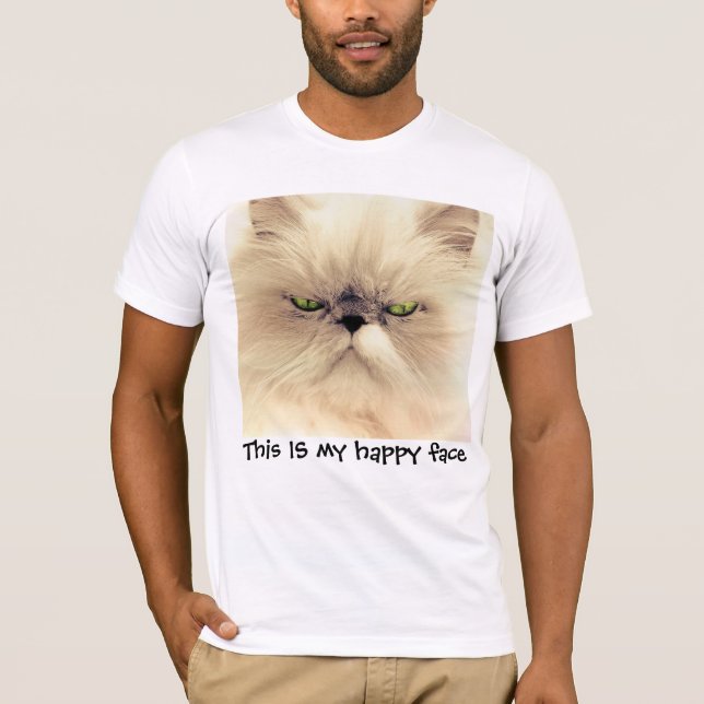 C'EST mon visage heureux, T-shirts Funny Cat (Devant)