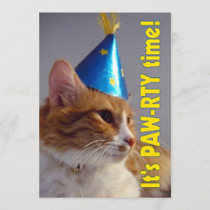 C'est Paw-rty Time Cat - Birthday Invitation
