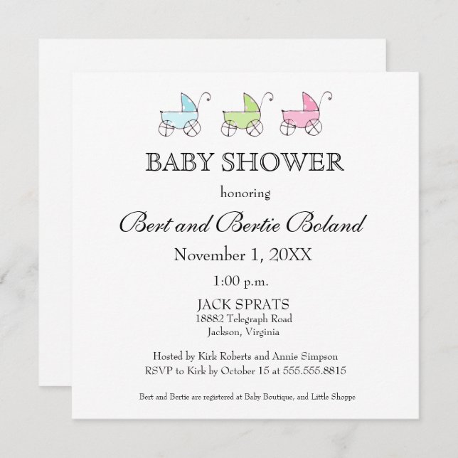 C'est Triplets Baby shower Invitation (Devant / Derrière)