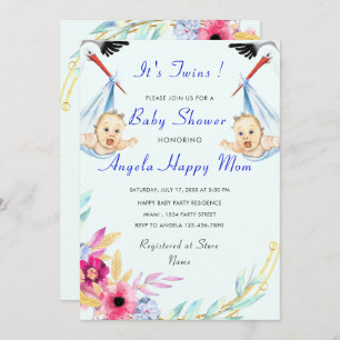 C'est Twin Boys Funny Baby shower Invitation