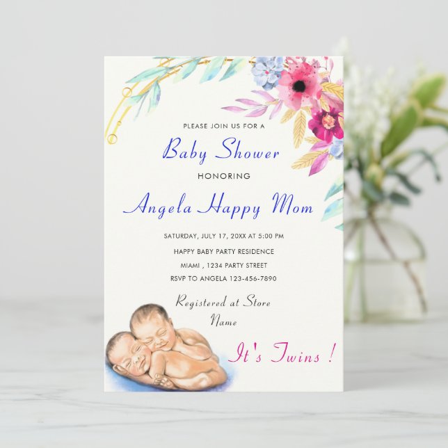 C'est Twin Boys ! Invitation de Baby shower de cig (Debout devant)