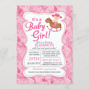 C'est un Baby shower de filles COWGIRL Invitation