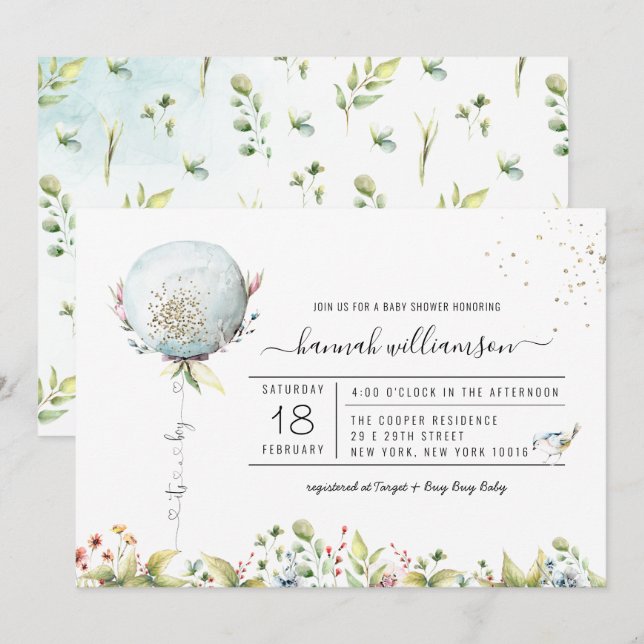 C'est un ballon garçon | Invitation à une baby sho (Devant / Derrière)