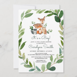 C'est un Boy Woodland Baby shower Invitation