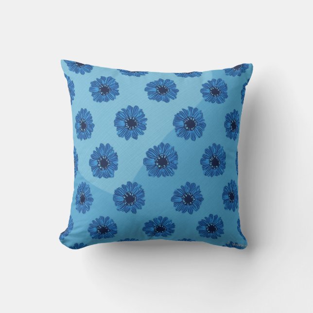 C'est un coussin coussin pour motif de fleurs bleu (Recto)