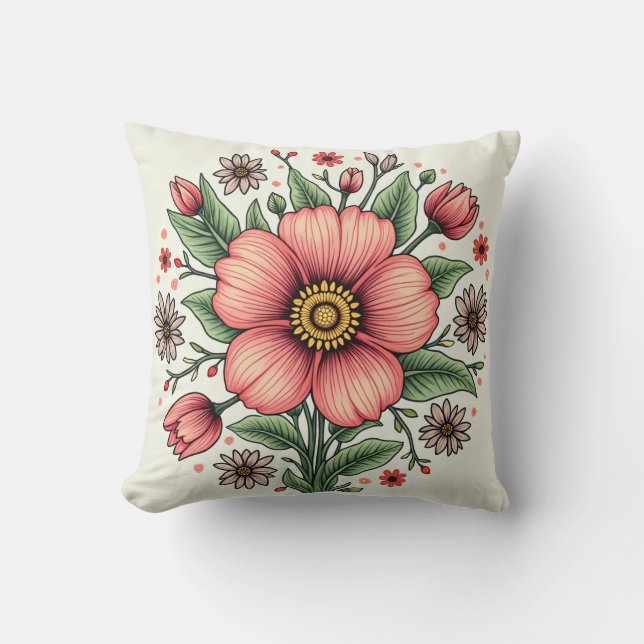 C'est un coussin floral clair. (Recto)