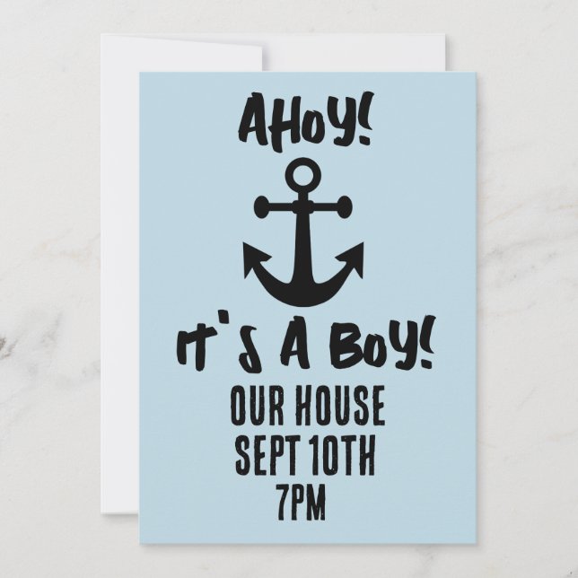 C'EST UN GARÇON ! AHOY ! INVITATION DE BABY SHOWER (Devant)