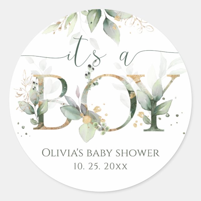 C'est un garçon Autocollants pour Baby Shower (Devant)