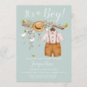 C'est un garçon Baby shower Floral Invitation
