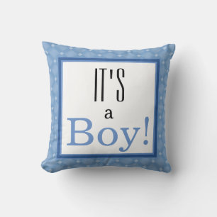 C'est un garçon ! Coussin de Baby shower bleu
