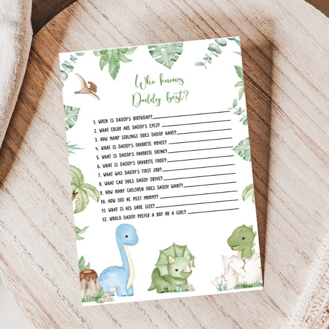 C'est un garçon Dinosaur Shower Qui sait Papa Jeu (It's A Boy Dinosaur Baby Shower Game)