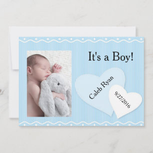 C'est un garçon ! Faire-part de naissance Coeurs B