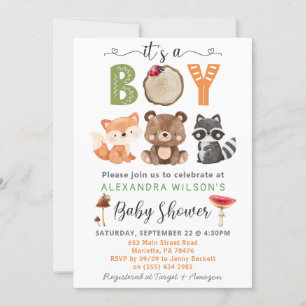 C'est un garçon Invitation à la Baby Shower Animau