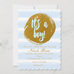 C'EST UN GARÇON Invitation aquarelle à feuille d'o