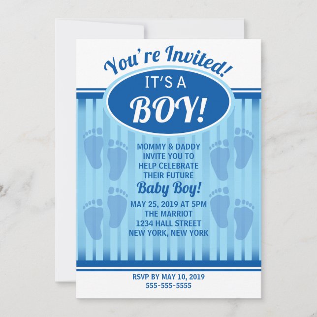 C'est un garçon ! Invitation baby shower (Devant)