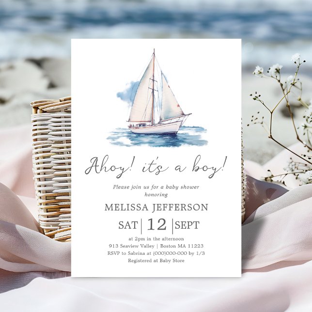 C'est un garçon | Invitation Baby shower de bateau (Créateur téléchargé)
