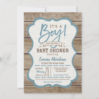 C'est un garçon ! Invitation Baby shower en bois r