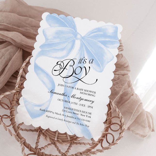 C'est un garçon Invitation Bleue Coquette avec un  (Créateur téléchargé)