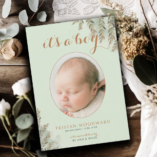 C'est un garçon Photo Sage Cocoa Boy Faire-part de