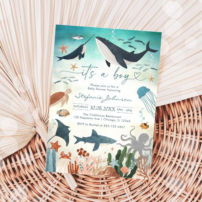 C'est un garçon sous la mer Invitation à une baby  (Créateur téléchargé)