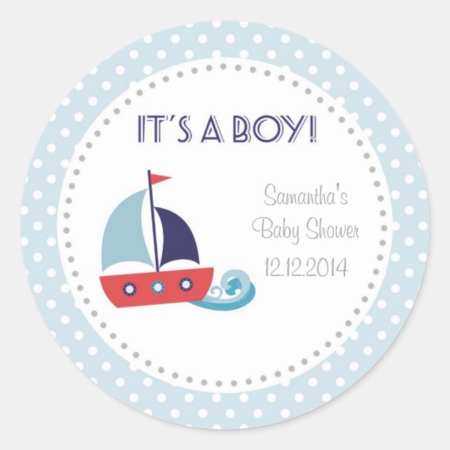 C'est un garçon Stickers Baby shower de bateau nau (Devant)