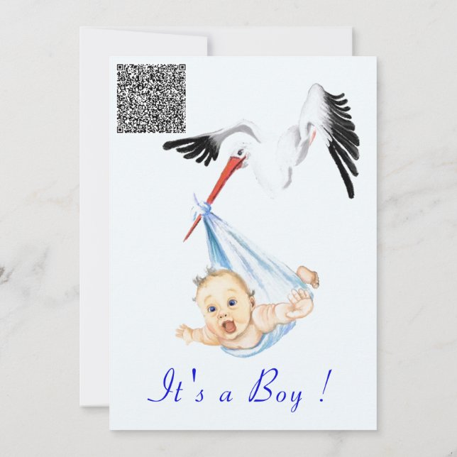 C'est un garçon Stork Baby Boy Shower Invitation Q (Dos)