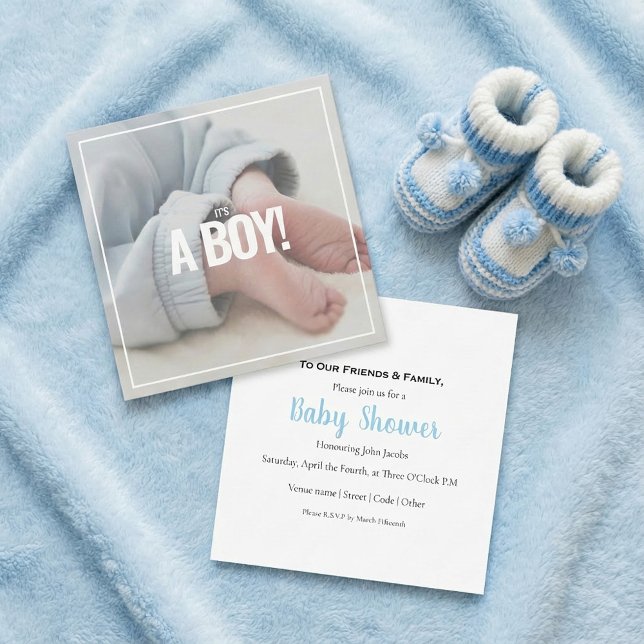 C'est un garçon, votre propre photo, votre carte d (Its a boy, your own photo, baby shower card.)