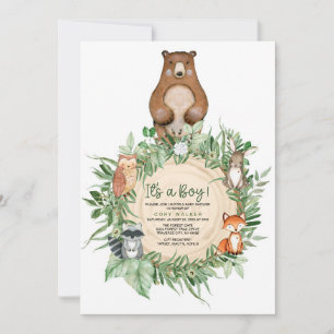 C'EST UN GARÇON WOODLAND BABY SHOWER INVITATION