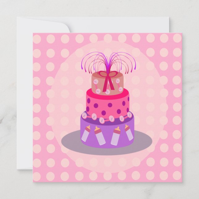 C'est un gâteau rose pour bébés Invitations de dou (Devant)