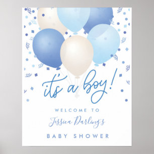C'est un Poster de bienvenue de Baby shower bleu g